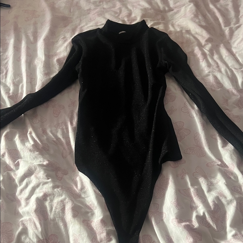 Sparkly Black Long Sleeve Bodysuit